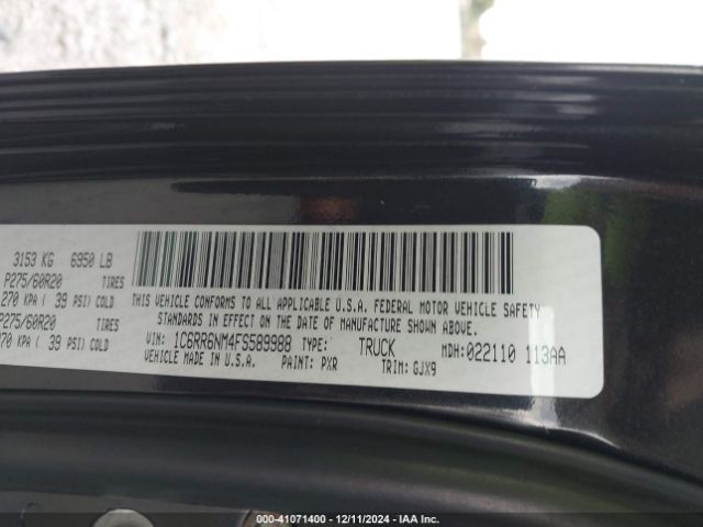 1C6RR6NM4FS589988 RAM 1500 Laramie