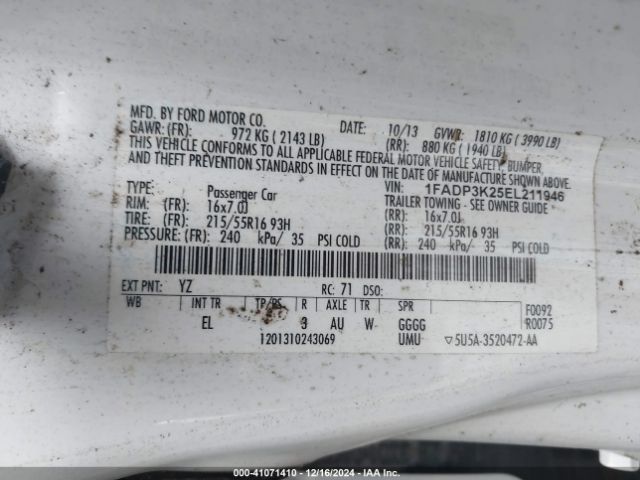 1FADP3K25EL211946 Ford FOCUS SE