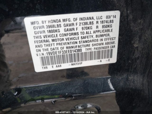 19VDE1F33EE014380 Acura Ilx 2.0l