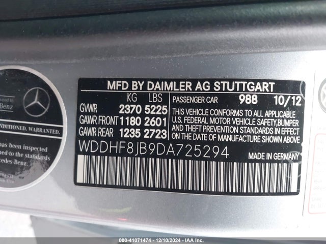 Продажа на аукционе авто 2013 Mercedes-benz E 350 4matic, vin: WDDHF8JB9DA725294, номер лота: 41071474
