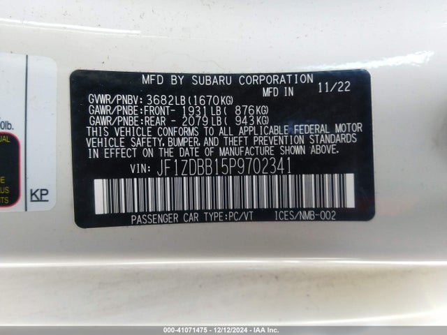 Subaru Brz Premium 2023 JF1ZDBB15P9702341 Image 9