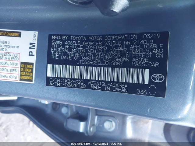 Toyota COROLLA SE 2020 JTDS4RCE2LJ015087 Image 9