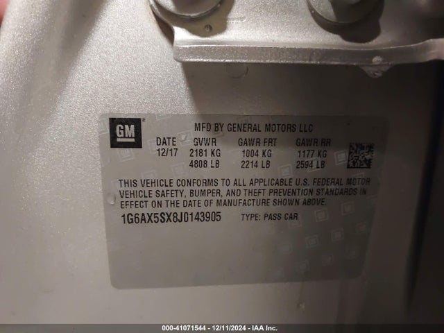 2018 CADILLAC CTS 1G6AX5SX8J0143905 Photo 8