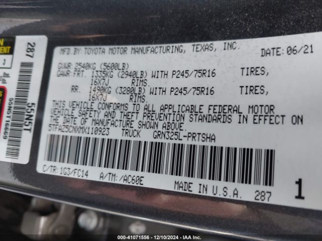 5TFAZ5CNXMX110923 Toyota Tacoma Sr5 V6