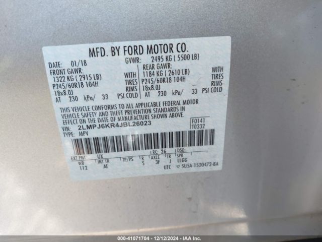 2LMPJ6KR4JBL26023 Lincoln Mkx Select