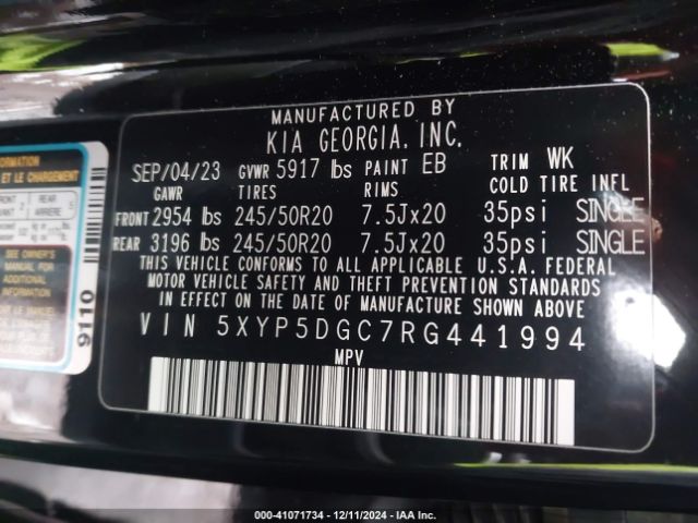 5XYP5DGC7RG441994 KIA Telluride Sx