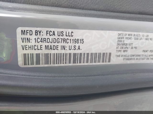 2024 DODGE DURANGO 1C4RDJDG7RC119815 Photo 8