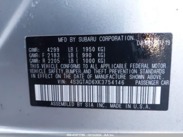 4S3GTAD6XK3754146 Subaru Impreza 2.0i Premium