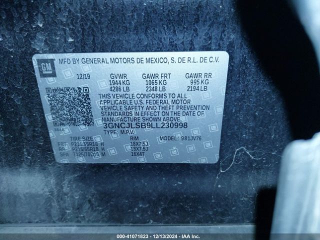 3GNCJLSB9LL230998 Chevrolet Trax Fwd Lt