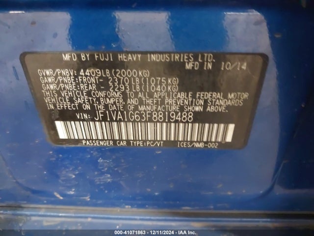 JF1VA1G63F8819488 Subaru Wrx Limited