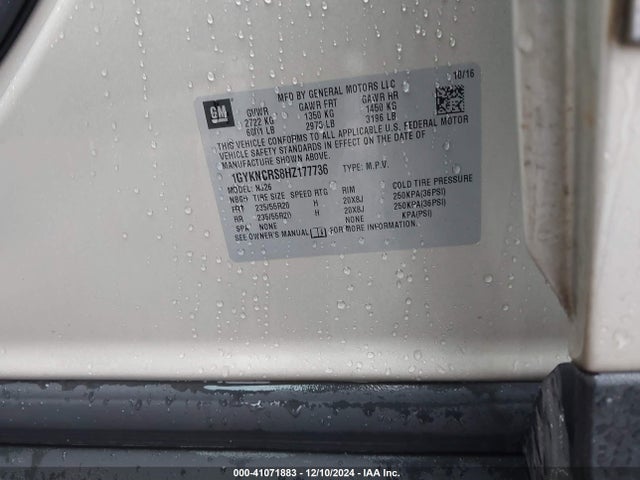 2017 CADILLAC XT5 1GYKNCRS8HZ177736 Photo 8