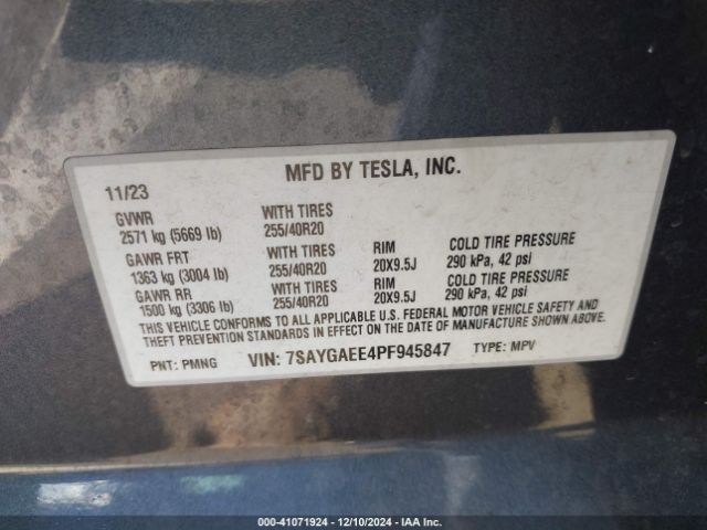 2023 TESLA MODEL Y 7SAYGAEE4PF945847 Photo 8