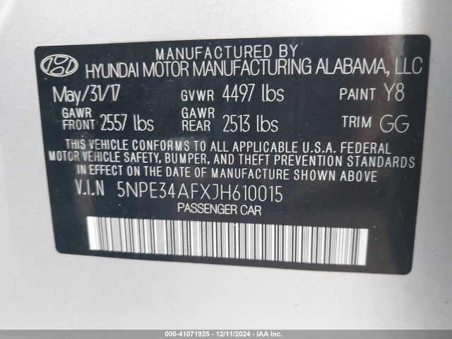 Hyundai SONATA SEL 2018 5NPE34AFXJH610015 Image 9