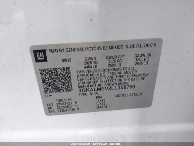3GKALMEV2LL158780 GMC Terrain Fwd Sle