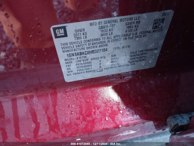 Chevrolet Tahoe Lt 2017 1GNSKBKC8HR327184 Image 9