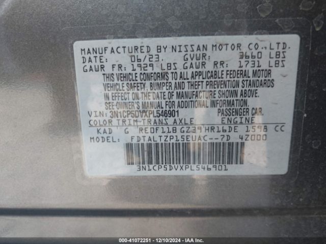 3N1CP5DVXPL546901 Nissan Kicks Sr Xtronic Cvt