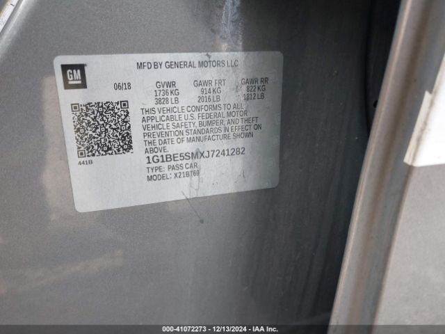 1G1BE5SMXJ7241282 Chevrolet Cruze Lt Auto