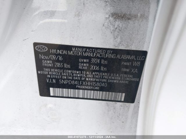 5NPD84LFXHH158040 Hyundai Elantra Value Edition
