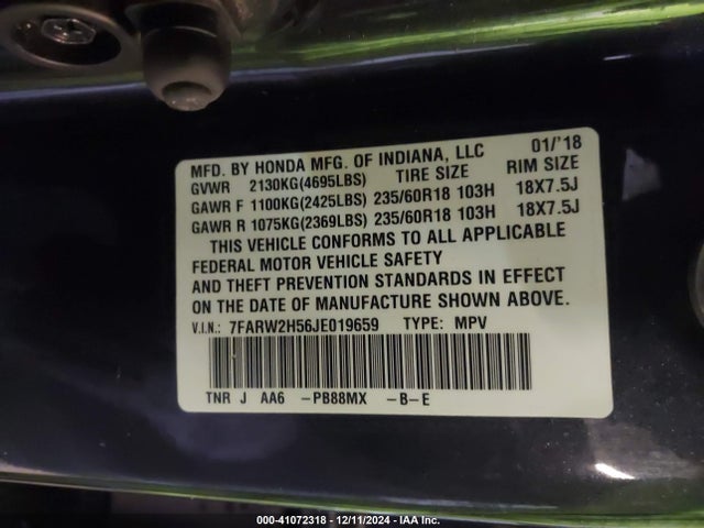 Honda CR-V EX 2018 7FARW2H56JE019659 Image 9