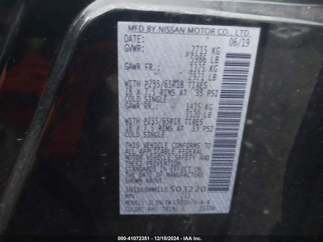 5N1DL0MM1LC503220 Infiniti Qx60 Luxe Awd