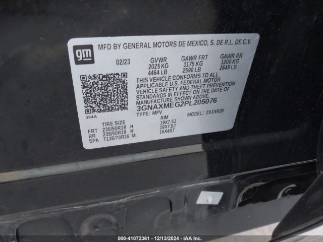 3GNAXMEG2PL205076 Chevrolet Equinox Fwd Rs