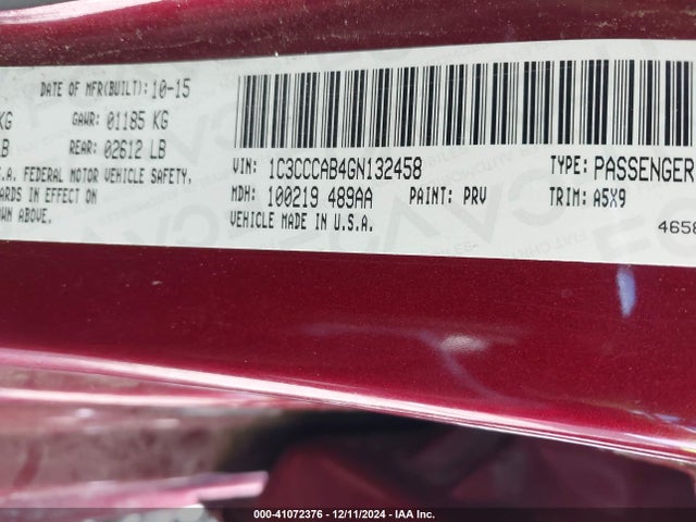 Chrysler 200 Limited 2016 1C3CCCAB4GN132458 Image 9