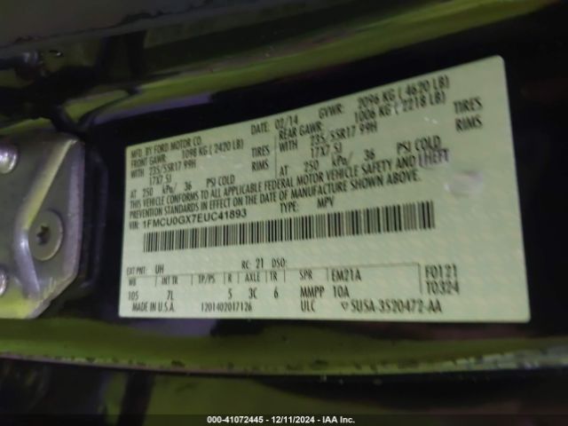 1FMCU0GX7EUC41893 Ford ESCAPE SE