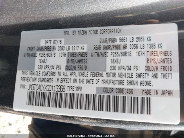 JM3TCACYXG0113368 Mazda Cx-9 Touring