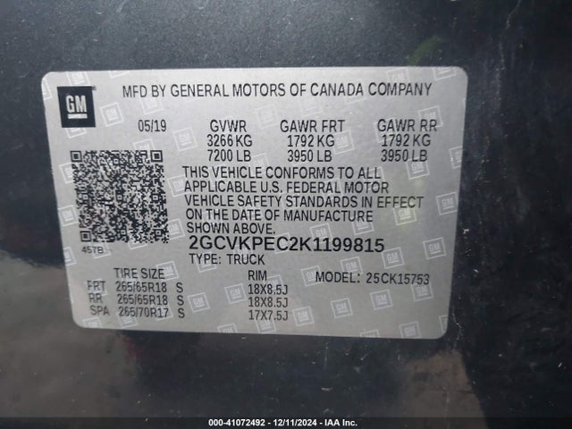 Chevrolet Silverado 1500 Ld Lt 2019 2GCVKPEC2K1199815 Image 9