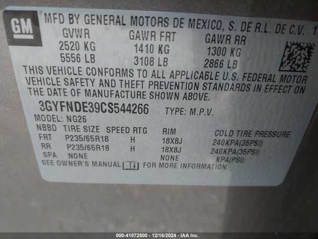 2012 CADILLAC SRX 3GYFNDE39CS544266 Photo 8