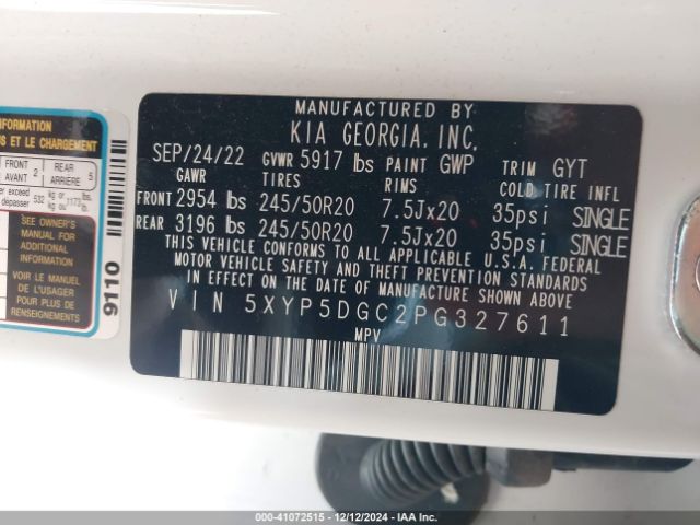 5XYP5DGC2PG327611 KIA Telluride Sx Prestige