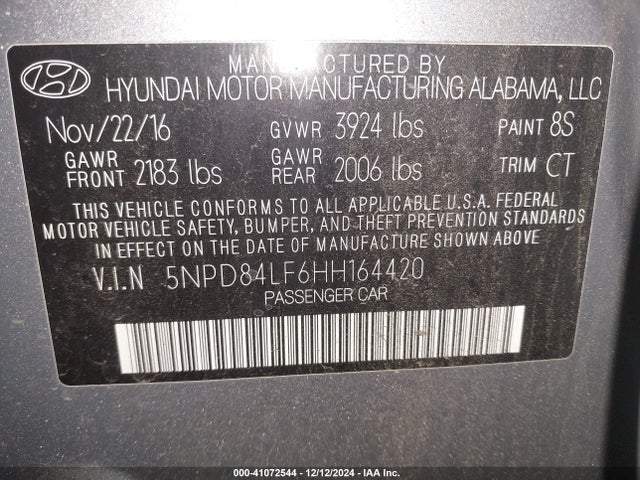 Hyundai Elantra Value Edition 2017 5NPD84LF6HH164420 Image 9