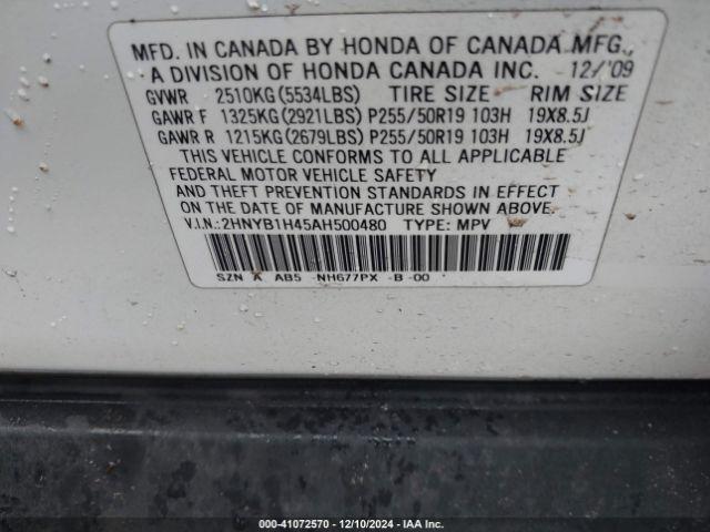 2010 ACURA ZDX 2HNYB1H45AH500480 Photo 8