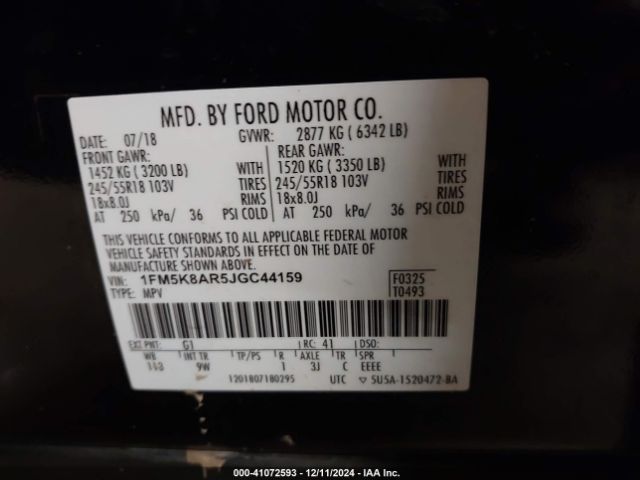 1FM5K8AR5JGC44159 Ford Police Interceptor Utility
