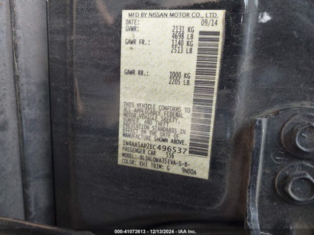 1N4AA5AP2EC496537 Nissan Maxima 3.5 S/3.5 Sv