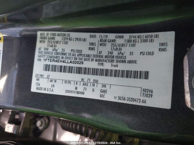 1FTER4EH4LLA02029 Ford Ranger Xlt