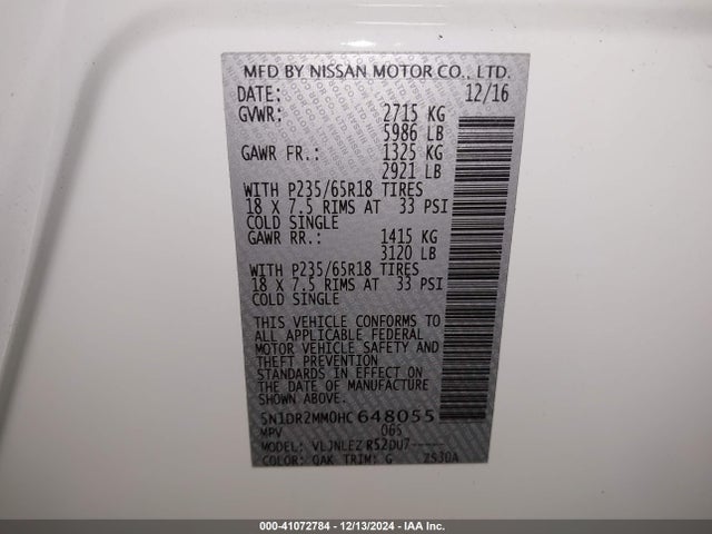 Nissan Pathfinder Sv 2017 5N1DR2MM0HC648055 Image 9