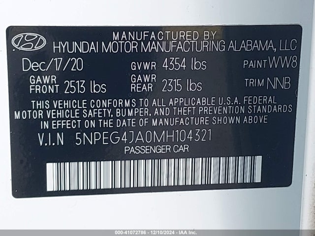 Hyundai SONATA SE 2021 5NPEG4JA0MH104321 Image 9