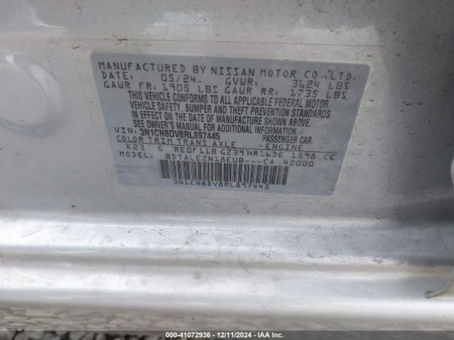 3N1CN8DV8RL897445 Nissan Versa 1.6 S