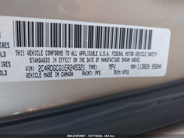 Dodge Grand Caravan Sxt 2014 2C4RDGCG1ER245321 Image 9