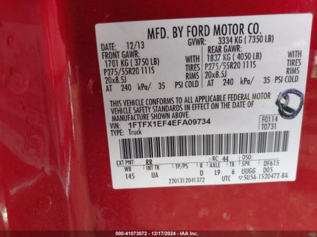 2014 FORD F-150 1FTFX1EF4EFA09734 Photo 8