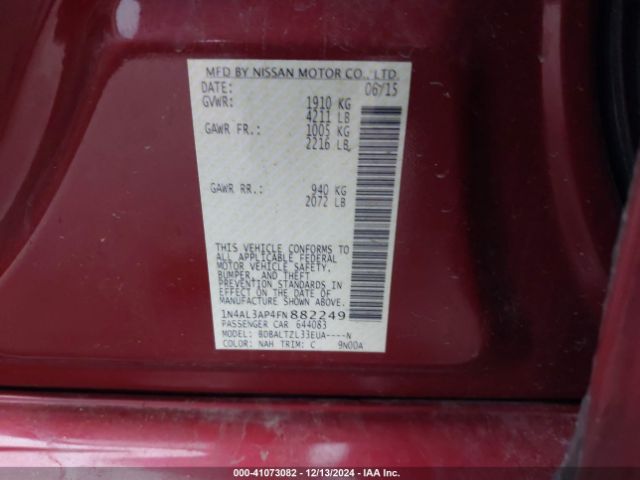 1N4AL3AP4FN882249 Nissan Altima 2.5 Sl