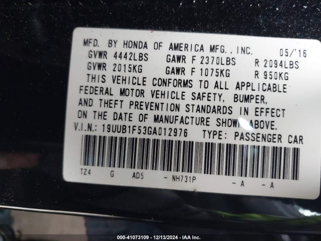 Acura TLX TECH 2016 19UUB1F53GA012976 Image 9
