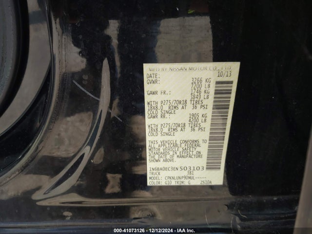 Nissan Titan Pro-4x 2014 1N6BA0EC3EN503103 Image 9