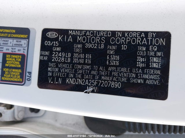 KIA Soul 2015 KNDJN2A25F7207890 Image 9