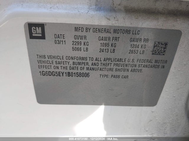 2011 CADILLAC CTS 1G6DG5EY1B0158006 Photo 8
