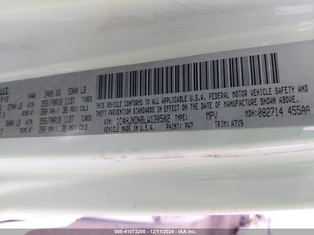 1C4HJXDN8LW120502 Jeep Wrangler Unlimited Sport Altitude 4x4