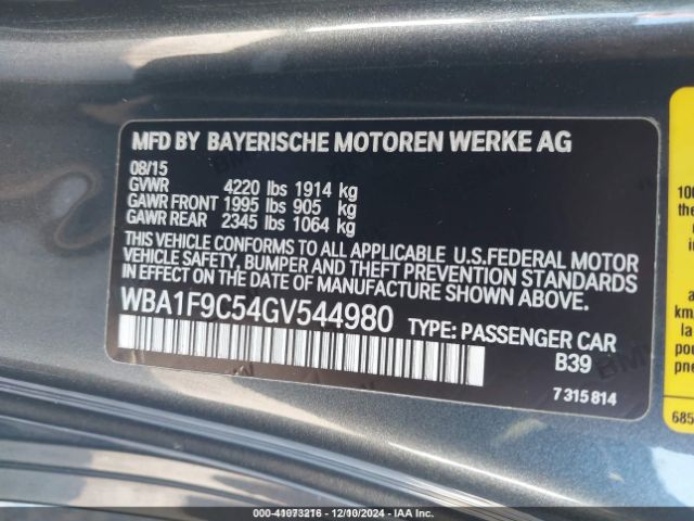 WBA1F9C54GV544980 BMW 228I