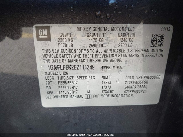 Chevrolet EQUINOX 1LT 2014 1GNFLFEK2EZ111349 Image 9