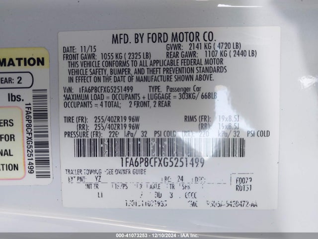 1FA6P8CFXG5251499 Ford Mustang Gt Premium